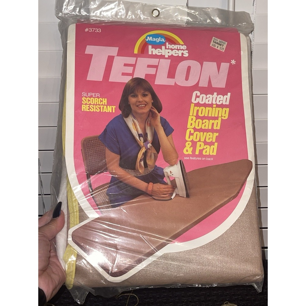 Vintage 1985 Retro Magla Dusty Rose Ironing Board Cover & Pad Teflon New Sealed